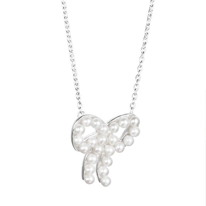 Mini Pearls Bow Collares Plata 42-45 cm en el grupo Collares / Collares de plata con SCANDINAVIAN JEWELRY DESIGN (10-100-01603-4245)