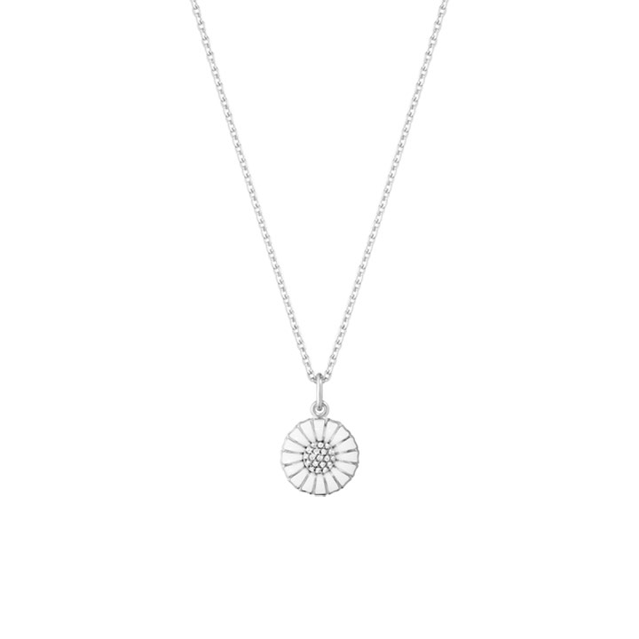 DAISY Colgantes Plata RH WHITE ENAMEL 11 MM Diamante 0.05 ct 45 cm en el grupo Collares / Collares de diamantes con SCANDINAVIAN JEWELRY DESIGN (10010534)