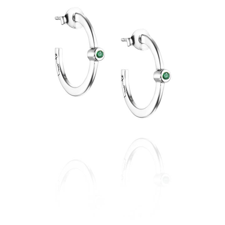 Micro Blink Hoops - Green Emerald Pendiente Plata en el grupo Pendientes / Pendientes de plata con SCANDINAVIAN JEWELRY DESIGN (12-100-01895-0000)