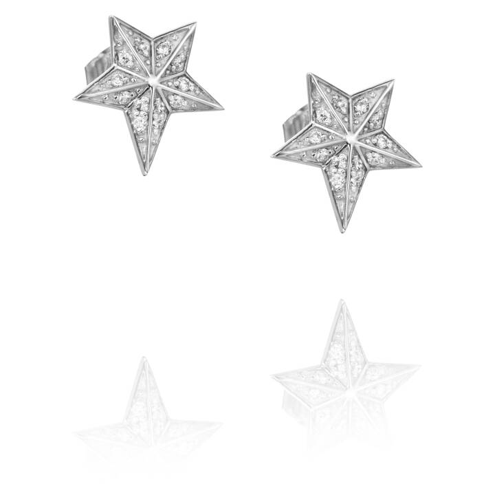 Catch A Falling Star & Stars Pendiente Oro blanco en el grupo Pendientes / Pendientes de diamantes con SCANDINAVIAN JEWELRY DESIGN (12-102-01406-0000)