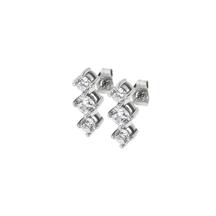 IDA Tripple Pendientes Acero/Cristal en el grupo Pendientes / Pendientes de plata con SCANDINAVIAN JEWELRY DESIGN (370346)