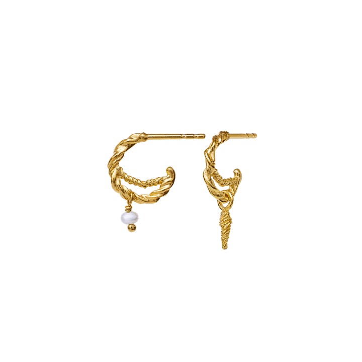 Duo Pendiente Oro en el grupo Pendientes / Pendientes de perlas con SCANDINAVIAN JEWELRY DESIGN (9740a)
