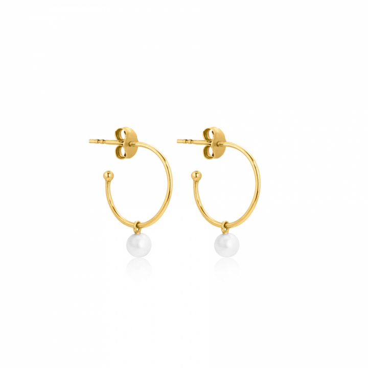 Pearl Mini Hoops Pendiente (Oro) en el grupo Pendientes / Pendientes de perlas con SCANDINAVIAN JEWELRY DESIGN (E2105GPS0-OS)