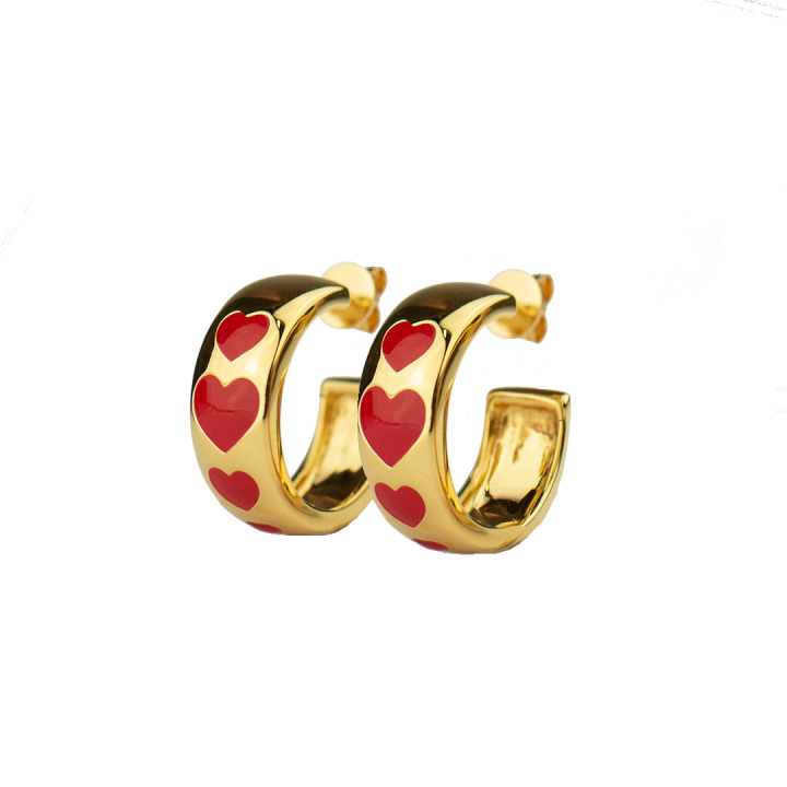 Red heart hoops Oro en el grupo Pendientes / Pendientes de oro con SCANDINAVIAN JEWELRY DESIGN (E2124GPS0-OS)