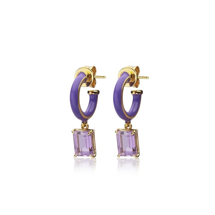 Iris enamel hoops purple (Oro) en el grupo Pendientes / Pendientes de oro con SCANDINAVIAN JEWELRY DESIGN (E2151GEAB-OS)