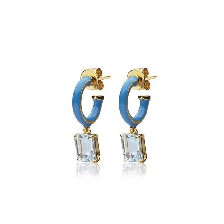 Iris enamel hoops blue (Oro) en el grupo Pendientes / Pendientes de oro con SCANDINAVIAN JEWELRY DESIGN (E2151GEBT-OS)