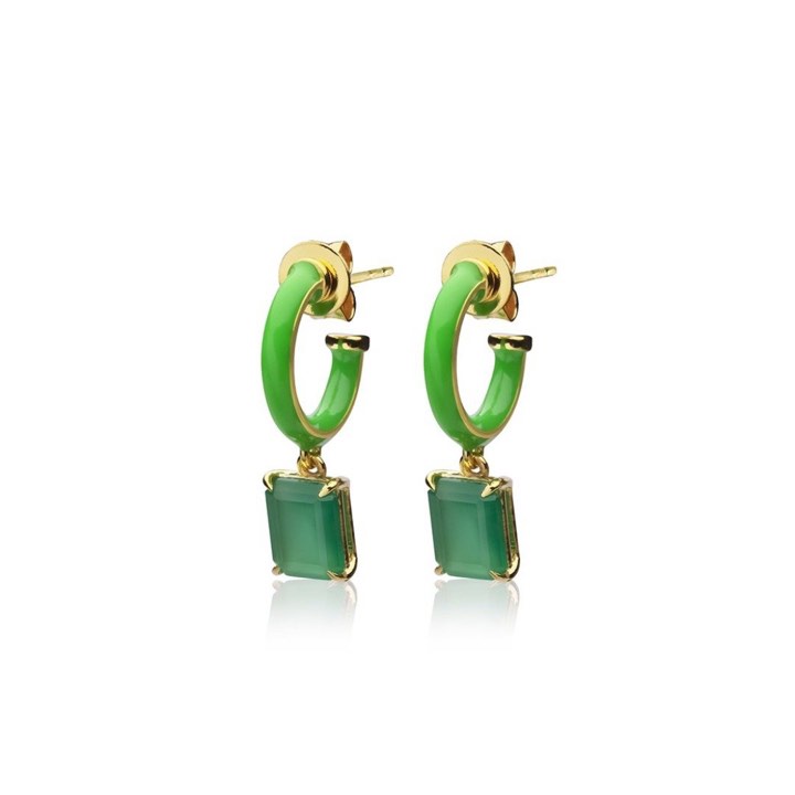 Iris enamel hoops green (Oro) en el grupo Pendientes / Pendientes de oro con SCANDINAVIAN JEWELRY DESIGN (E2151GEGO-OS)