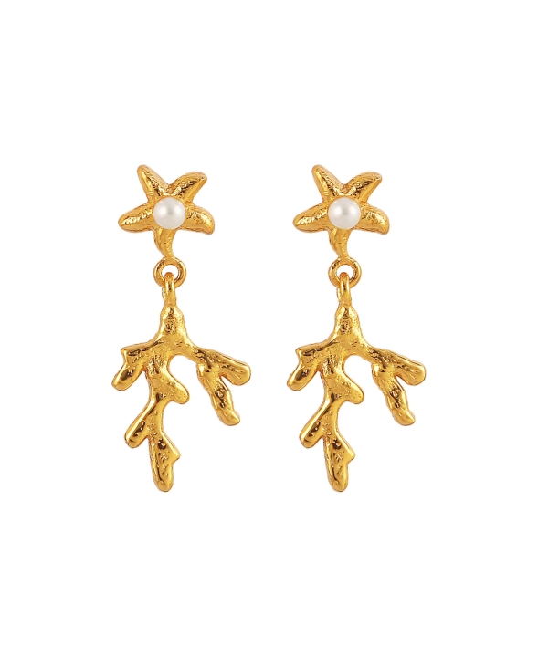 Mini Coral Leaf EarAnillos Oro en el grupo Pendientes / Pendientes de oro con SCANDINAVIAN JEWELRY DESIGN (S08057-G)