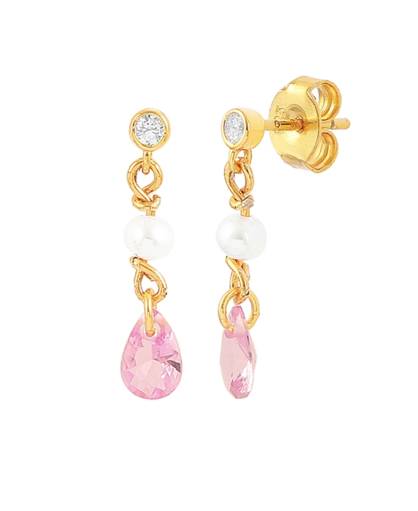 Pink Pearl Raindrop EarAnillos Oro en el grupo Pendientes / Pendientes de perlas con SCANDINAVIAN JEWELRY DESIGN (S08213-G)