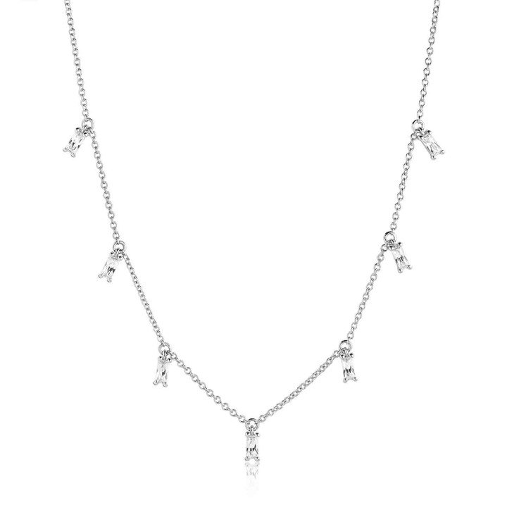 PRINCESS BAGUETTE Collares Blancos Circonitas (Plata) en el grupo Collares / Collares de plata con SCANDINAVIAN JEWELRY DESIGN (SJ-C1074-CZ)