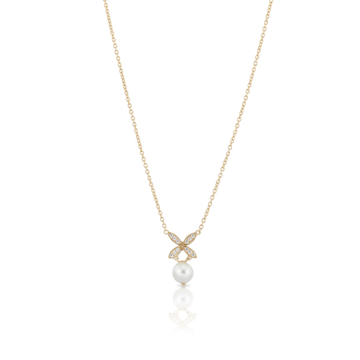 Ellipse mini pearl Necklace Gold en el grupo Collares / Collares de oro con SCANDINAVIAN JEWELRY DESIGN (gp62)
