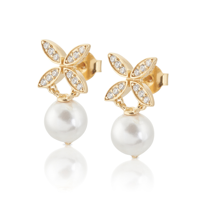 Ellipse mini pearl Earrings Gold en el grupo Pendientes / Pendientes de oro con SCANDINAVIAN JEWELRY DESIGN (gp63)
