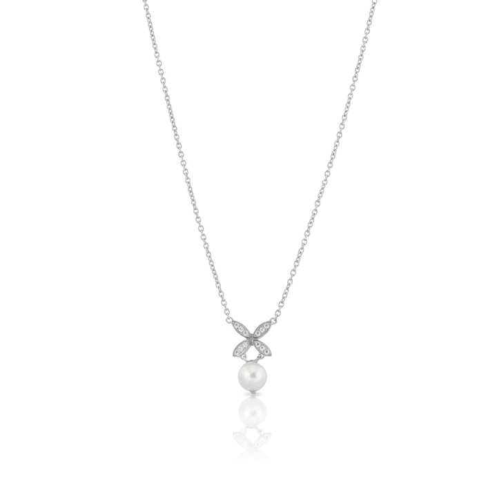 Ellipse mini pearl Necklace Silver en el grupo Collares / Collares de plata con SCANDINAVIAN JEWELRY DESIGN (s243)