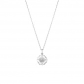 DAISY Colgantes Plata RH WHITE ENAMEL 11 MM Diamante 0.05 ct 45 cm