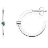 Micro Blink Hoops - Green Emerald Pendiente Plata