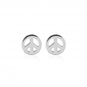 Peace Symbol Studs Pendiente (Plata)